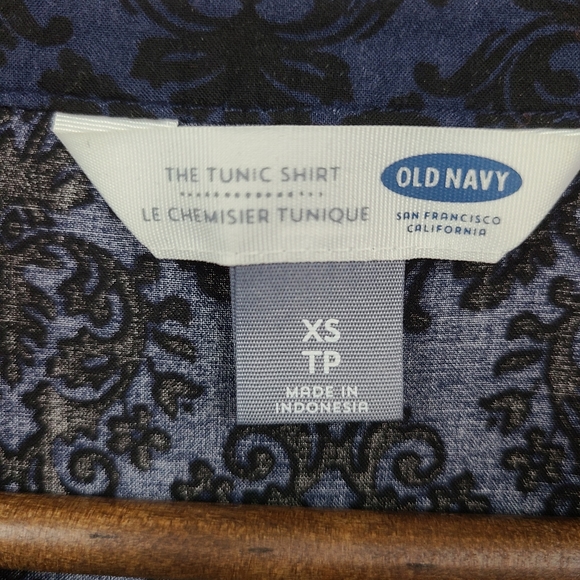 Old Navy Tunic Shirt Blue Damask XS - Picture 3 of 4